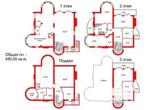 Коттедж 490м², 4-этажный, на длительный срок, 