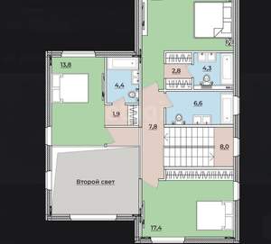 Дом 198м&sup2;, 2-этажный, участок 8 сот.  