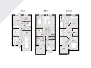 Таунхаус 184м², 3-этажный, участок 2 сот.  