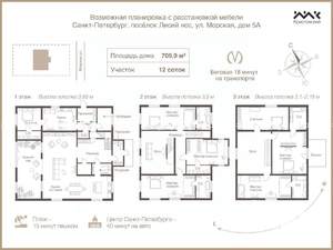 Дом 710м², 3-этажный, участок 12 сот.  
