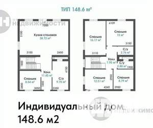 Дом 149м², 2-этажный, участок 6 сот.  