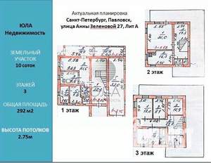 Дом 203м², 3-этажный, участок 10 сот.  