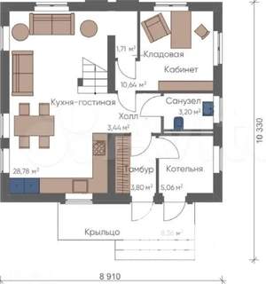 Дом 120м², 2-этажный, участок 6 сот.  