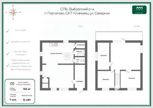 Коттедж 160м², 2-этажный, участок 7 сот.  
