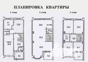 Таунхаус 193м², 3-этажный, участок 386 сот.  