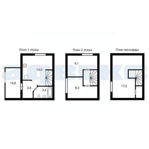 Таунхаус 81м², 3-этажный, участок 2 сот.  