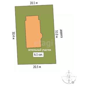 Дом 176м², 2-этажный, участок 6 сот.  