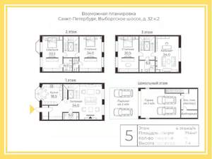 Таунхаус 294м², 4-этажный, участок 1 сот.  
