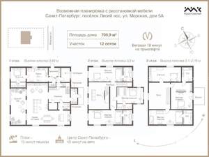 Дом 710м², 3-этажный, участок 12 сот.  