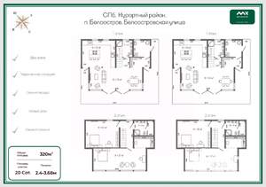 Коттедж 320м², 2-этажный, участок 20 сот.  