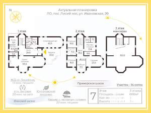 Дом 600м², 3-этажный, участок 14 сот.  