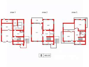 Дом 470м², 3-этажный, участок 8 сот.  