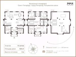 Дом 420м², 3-этажный, участок 14 сот.  