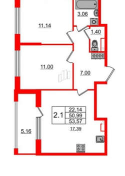 2-к квартира, на длительный срок, 50м2, 2/4 этаж