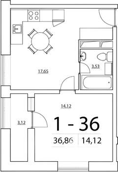 1-к квартира, на длительный срок, 38м2, 9/13 этаж