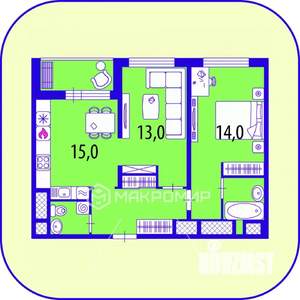 2-к квартира, на длительный срок, 60м2, 17/20 этаж