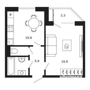1-к квартира, на длительный срок, 37м2, 6/17 этаж