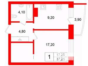1-к квартира, на длительный срок, 37м2, 12/25 этаж