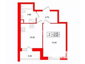1-к квартира, на длительный срок, 34м2, 14/18 этаж