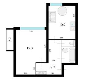 1-к квартира, на длительный срок, 39м2, 4/9 этаж