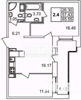 2-к квартира, на длительный срок, 57м2, 7/18 этаж