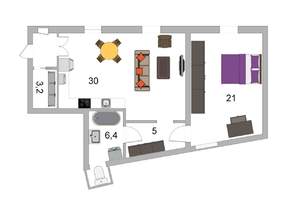 1-к квартира, на длительный срок, 71м2, 3/5 этаж