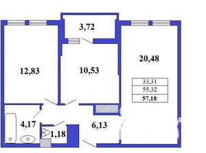 2-к квартира, на длительный срок, 56м2, 7/10 этаж