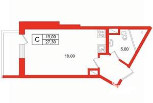 Студия квартира, на длительный срок, 27м2, 17/25 этаж