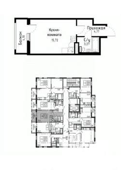 Студия квартира, на длительный срок, 23м2, 6/7 этаж