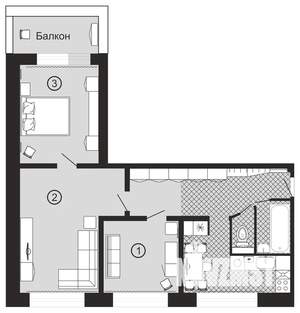 3-к квартира, посуточно, 64м2, 2/9 этаж