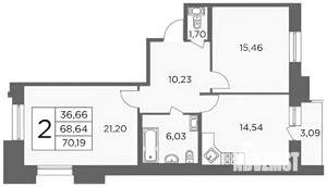 2-к квартира, на длительный срок, 70м2, 9/11 этаж