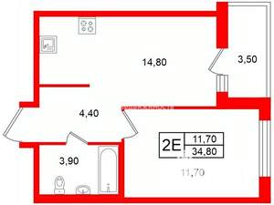 1-к квартира, на длительный срок, 35м2, 6/15 этаж
