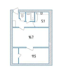 2-к квартира, на длительный срок, 44м2, 1/5 этаж