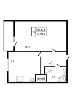 1-к квартира, на длительный срок, 34м2, 15/22 этаж