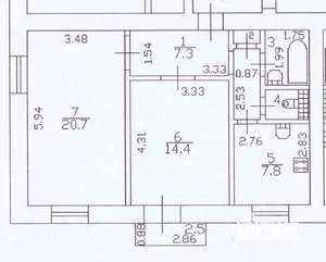 2-к квартира, на длительный срок, 55м2, 4/5 этаж