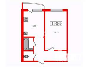 1-к квартира, на длительный срок, 42м2, 8/16 этаж