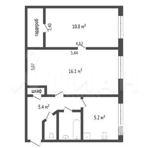 2-к квартира, на длительный срок, 45м2, 4/5 этаж