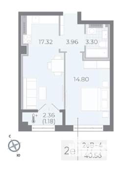 2-к квартира, на длительный срок, 41м2, 5/8 этаж