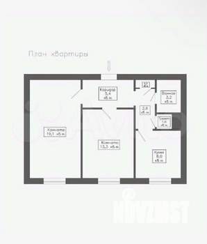 2-к квартира, на длительный срок, 53м2, 4/4 этаж