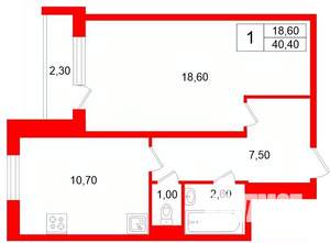 1-к квартира, на длительный срок, 40м2, 8/10 этаж