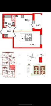 1-к квартира, на длительный срок, 32м2, 4/10 этаж