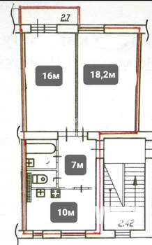 2-к квартира, на длительный срок, 55м2, 5/5 этаж