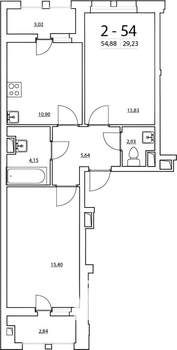 2-к квартира, на длительный срок, 57м2, 11/12 этаж