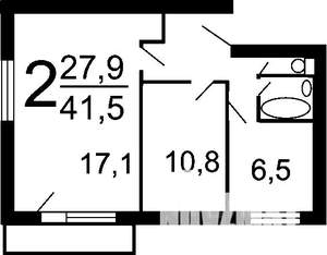 2-к квартира, на длительный срок, 42м2, 3/5 этаж