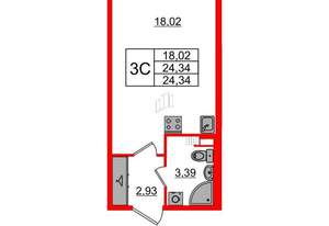 Студия квартира, на длительный срок, 24м2, 2/4 этаж