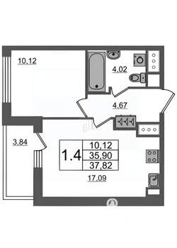 1-к квартира, на длительный срок, 36м2, 3/24 этаж