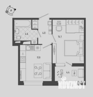 1-к квартира, на длительный срок, 40м2, 7/10 этаж