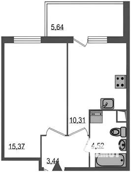 1-к квартира, на длительный срок, 38м2, 3/19 этаж