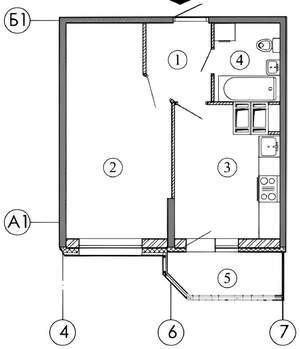 1-к квартира, на длительный срок, 35м2, 21/22 этаж