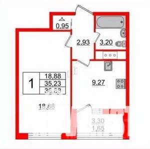 1-к квартира, на длительный срок, 37м2, 4/6 этаж
